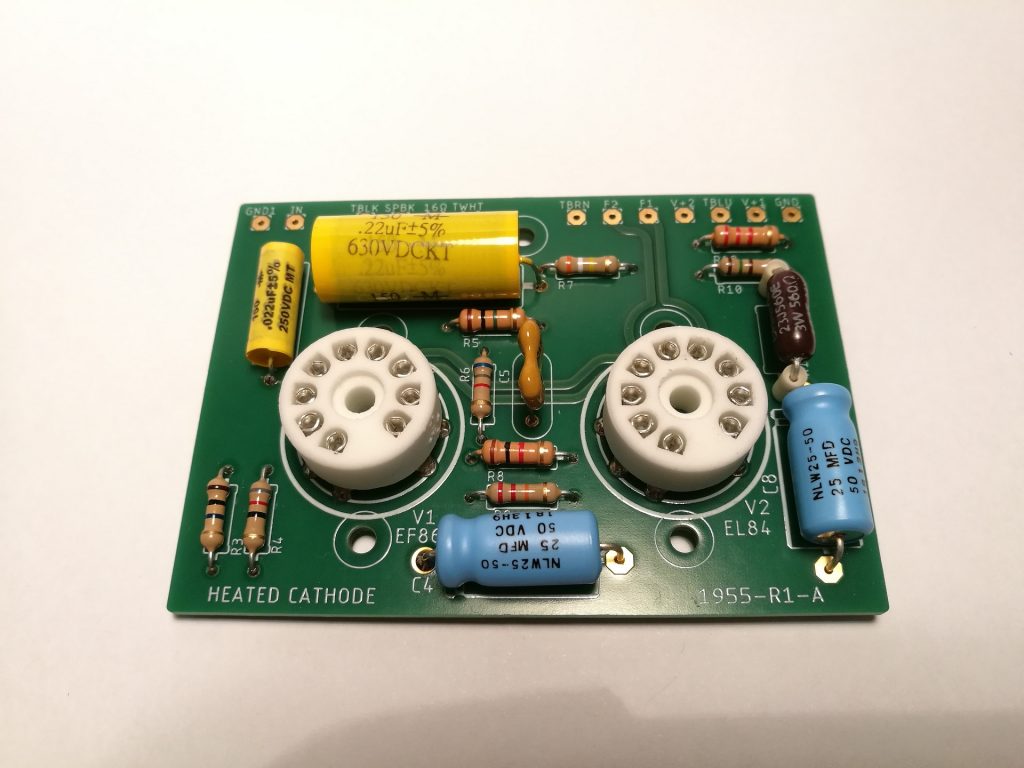 B1955-R1-A PCB with all components mounted on the top side.