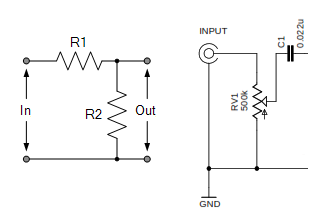 Schematic of an external resistor divider attenuator.