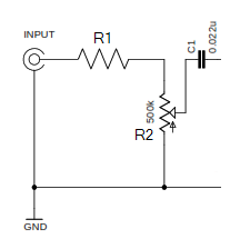 Schematic of our final solution involves connecting a resistor in series with the input terminal.